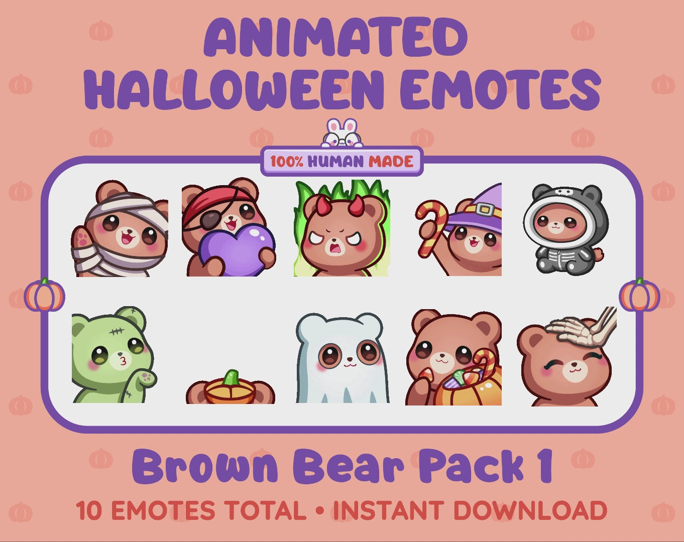 Brown Bear Emotes - Halloween Pack 1 (Animated & Static)