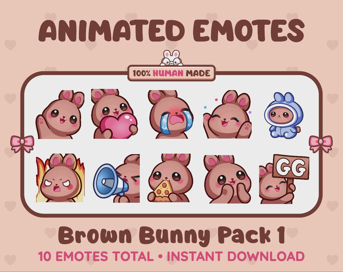 Brown Bunny Emotes - Pack 1 (Animated & Static)