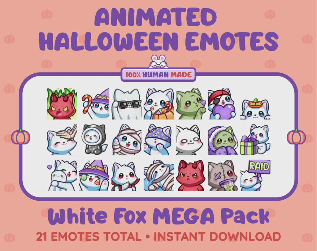 White Fox Emotes - Halloween MEGA Pack (Animated & Static)