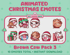 Brown Cow Emotes - Christmas Pack 3 (Animated & Static)