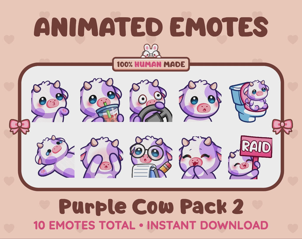 Purple Cow Emotes - Pack 2 (Animated & Static)