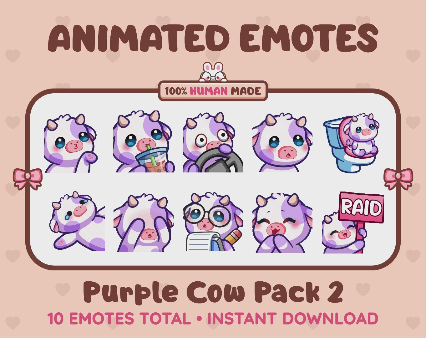Purple Cow Emotes - Pack 2 (Animated & Static)
