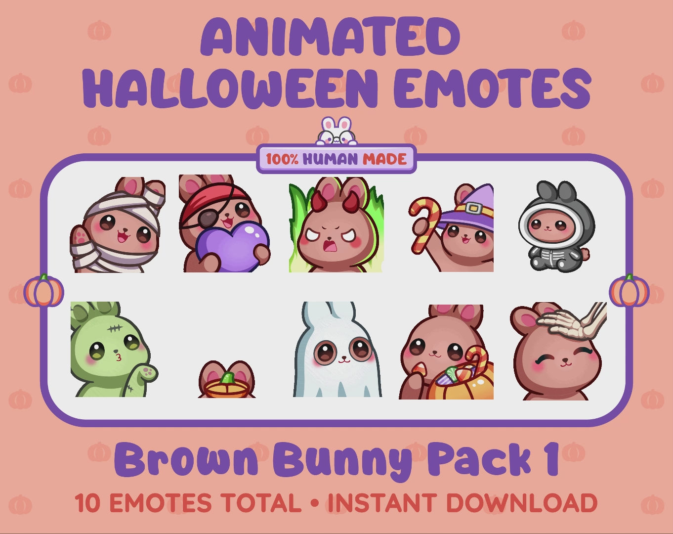 Brown Bunny Emotes - Halloween Pack 1 (Animated & Static)