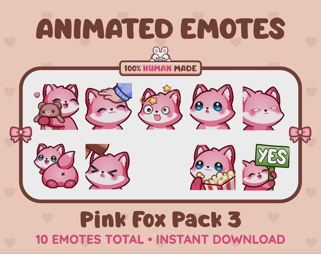 Pink Fox Emotes - Pack 3 (Animated & Static)