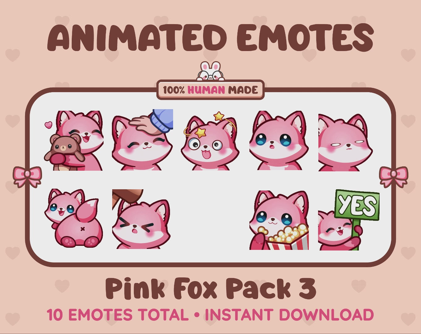 Pink Fox Emotes - Pack 3 (Animated & Static)