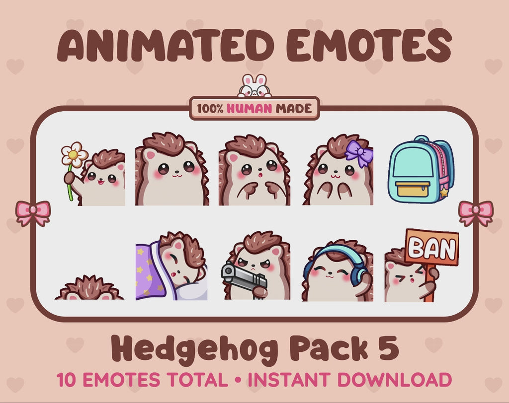 Hedgehog Emotes - Pack 5 (Animated & Static)