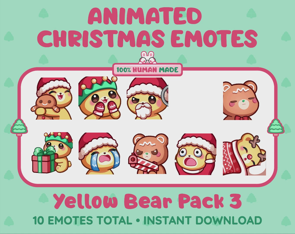 Yellow Bear Emotes - Christmas Pack 3 (Animated & Static)