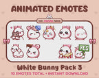 White Bunny Emotes - Pack 3 (Animated & Static)