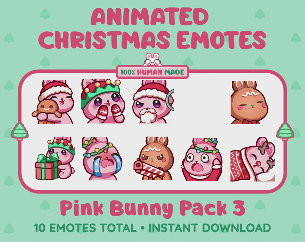 Pink Bunny Emotes - Christmas Pack 3 (Animated & Static)