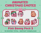 Pink Bunny Emotes - Christmas Pack 3 (Animated & Static)