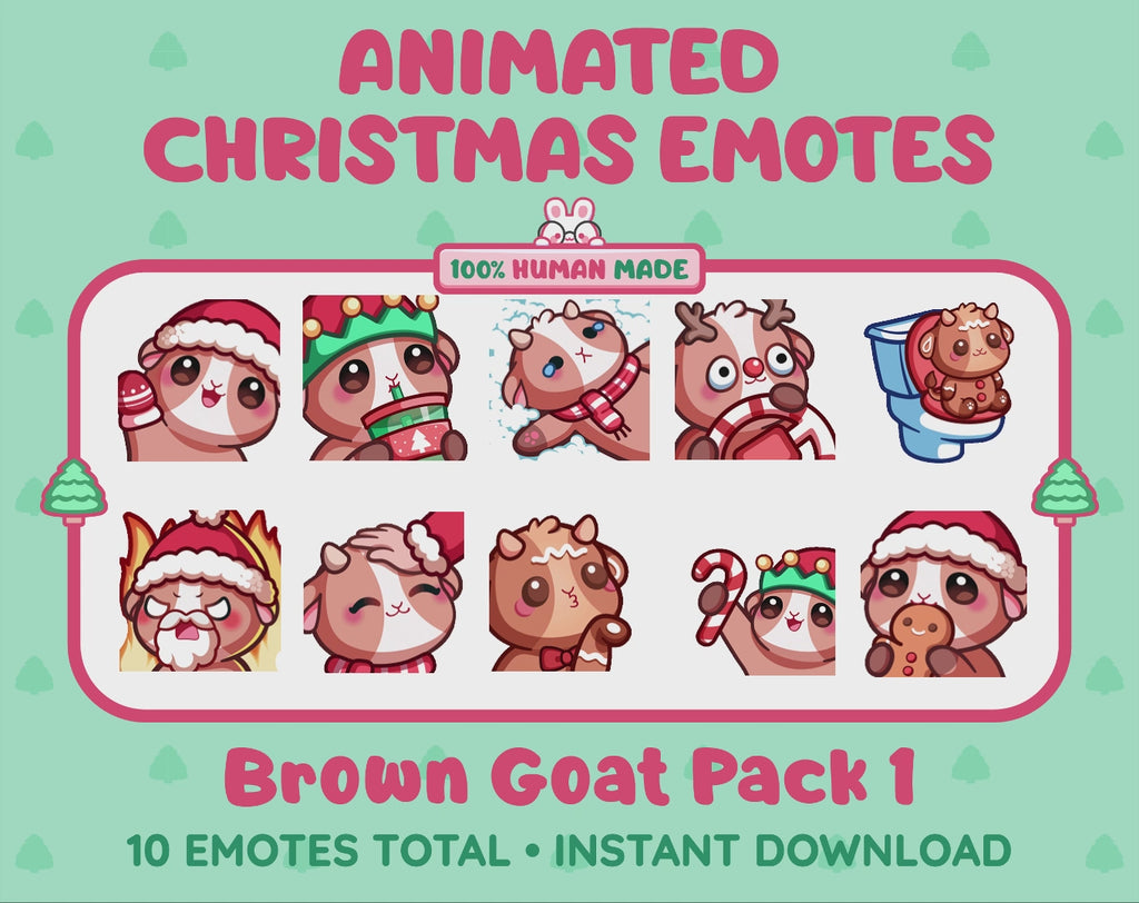 Brown Goat Emotes - Christmas Pack 1 (Animated & Static)