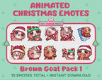 Brown Goat Emotes - Christmas Pack 1 (Animated & Static)