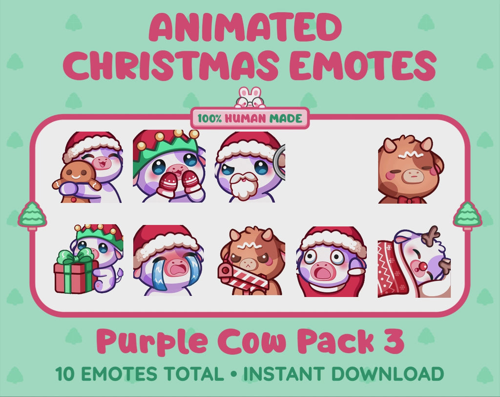 Purple Cow Emotes - Christmas Pack 3 (Animated & Static)
