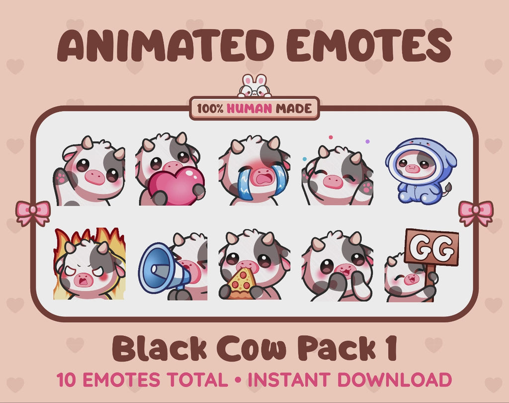 Black Cow Emotes - Pack 1 (Animated & Static)