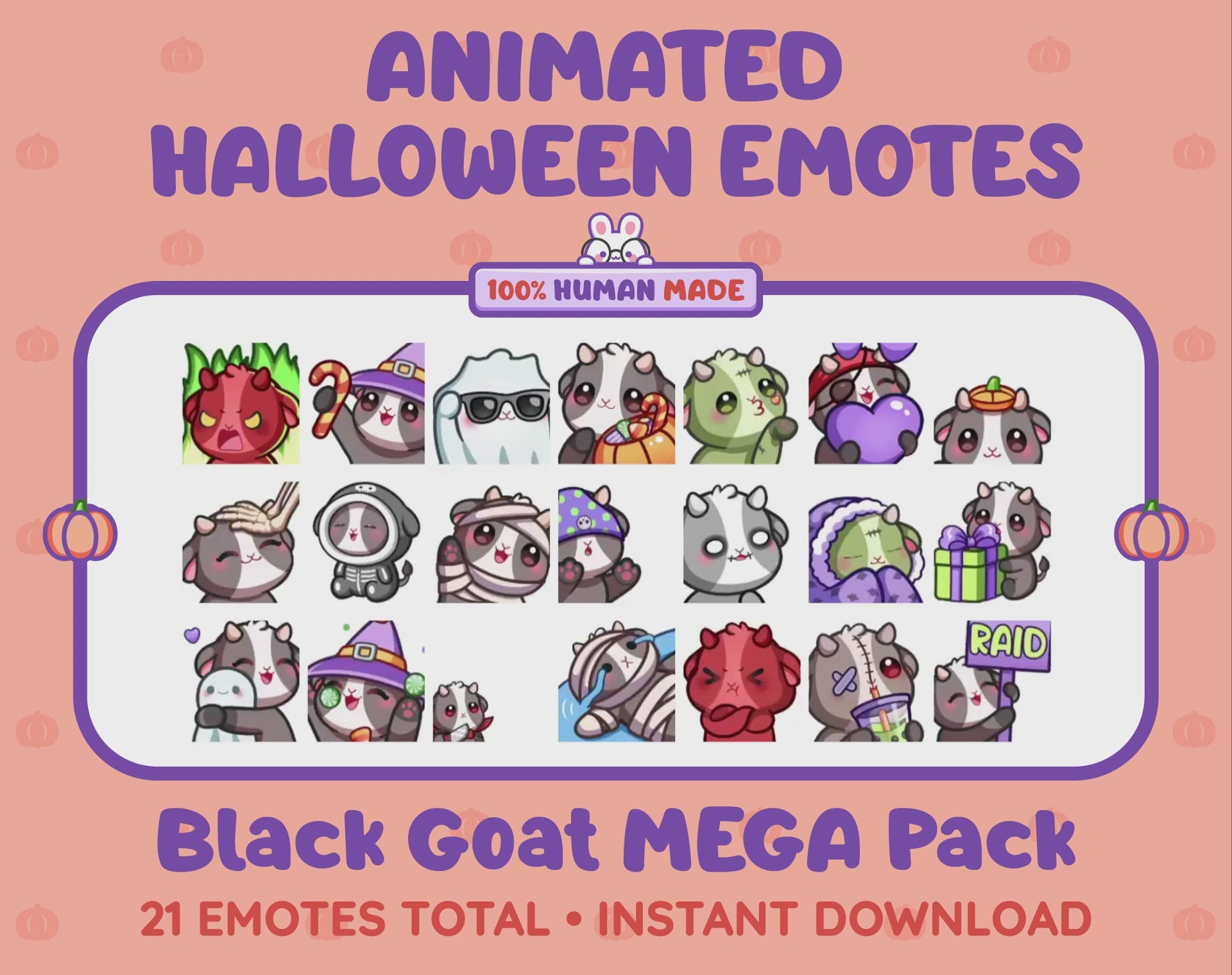 Black Goat Emotes - Halloween MEGA Pack (Animated & Static)