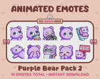 Purple Bear Emotes - Pack 2 (Animated & Static)