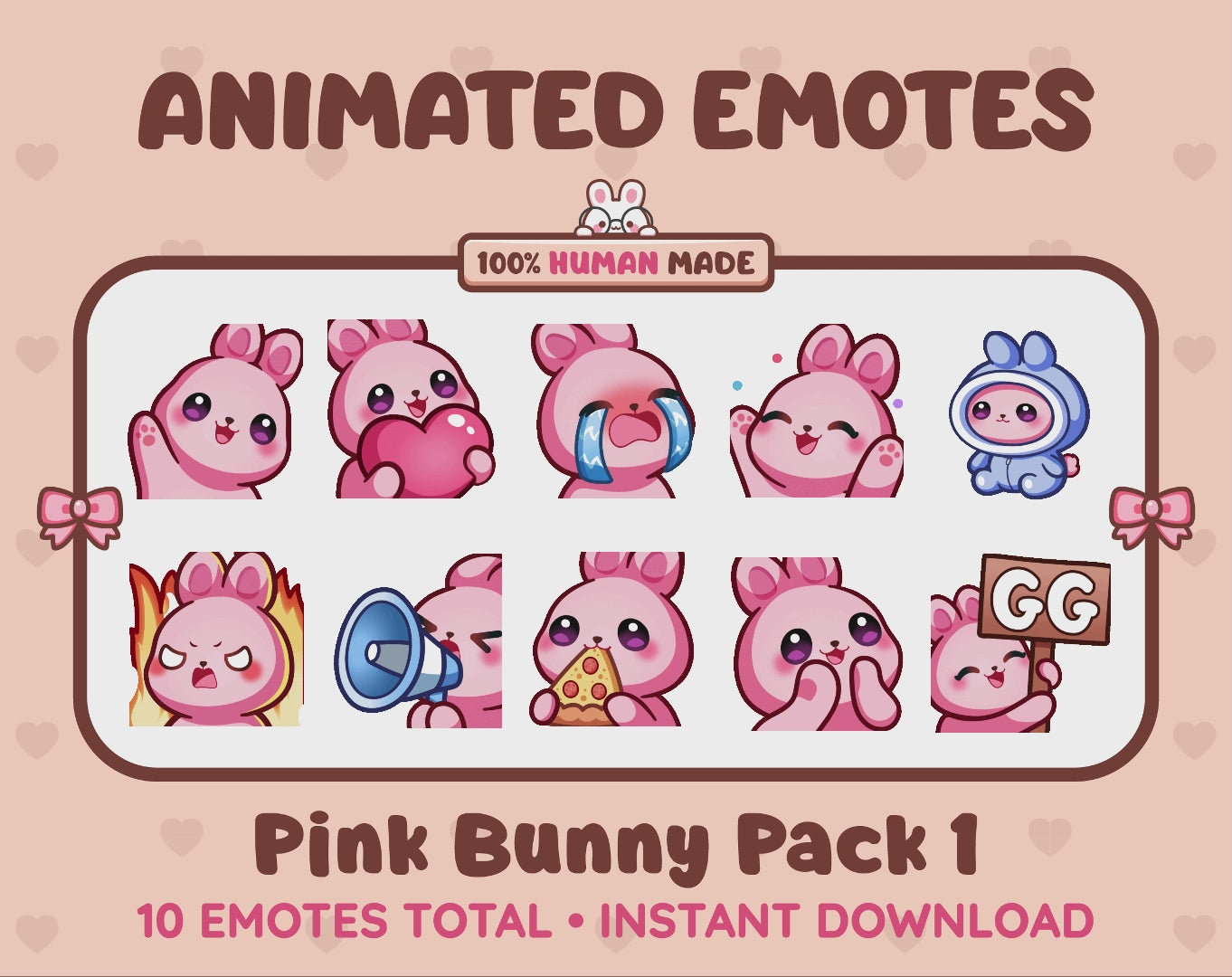 Pink Bunny Emotes - Pack 1 (Animated & Static)