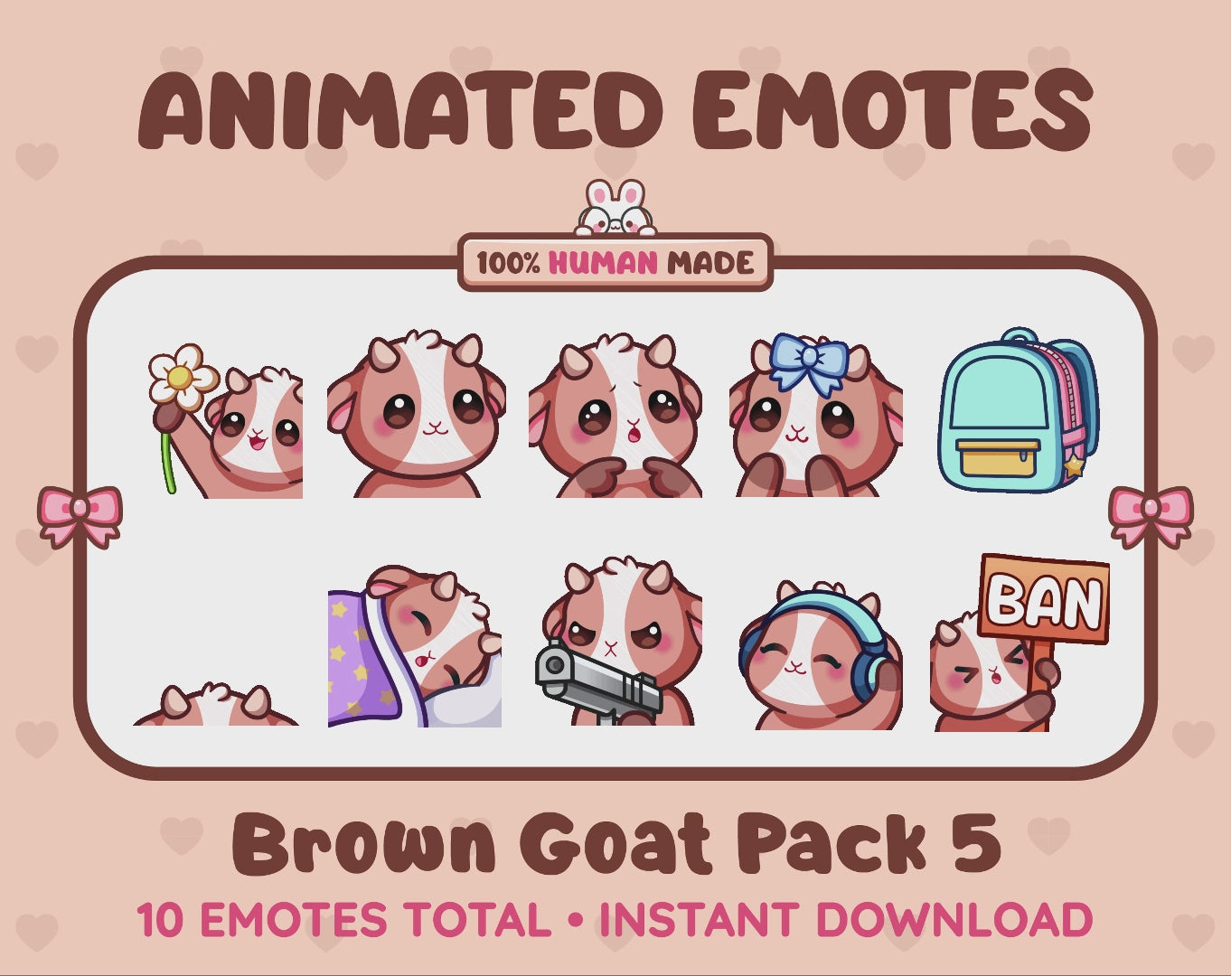 Brown Goat Emotes - Pack 5 (Animated & Static)