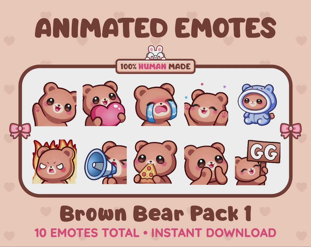 Brown Bear Emotes - Pack 1 (Animated & Static)