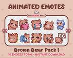Brown Bear Emotes - Pack 1 (Animated & Static)