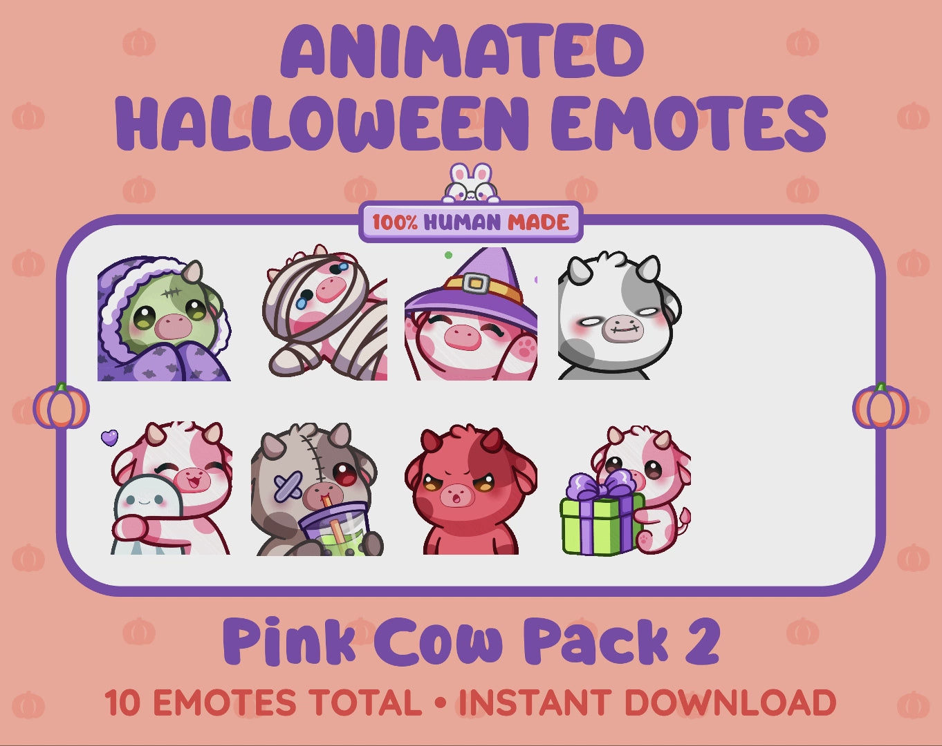 Pink Cow Emotes - Halloween Pack 2 (Animated & Static)
