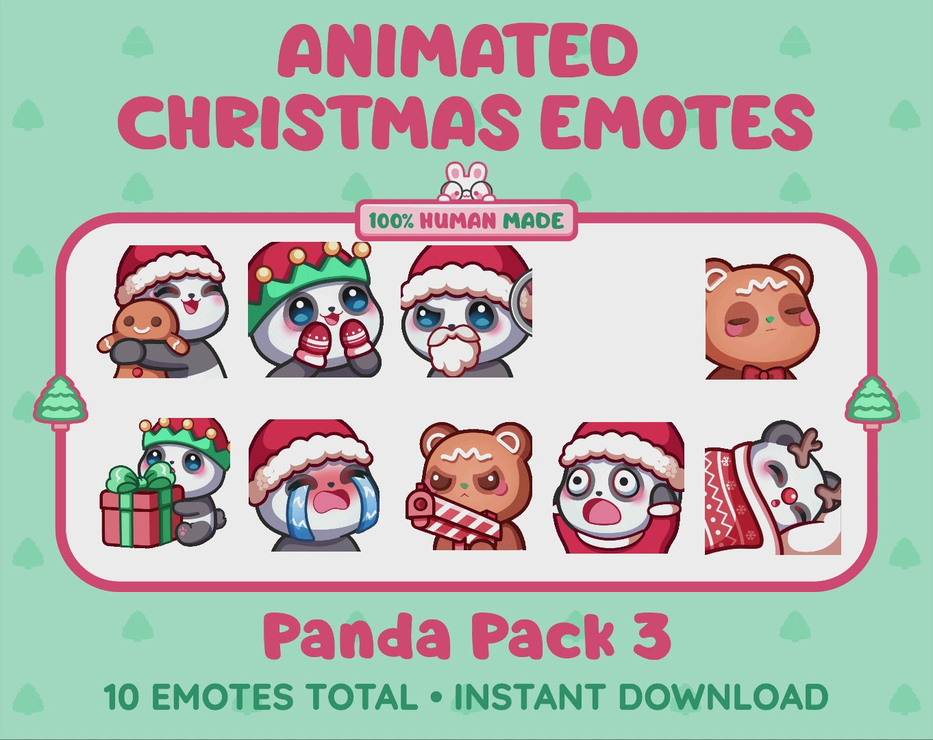Panda Bear Emotes - Christmas Pack 3 (Animated & Static)