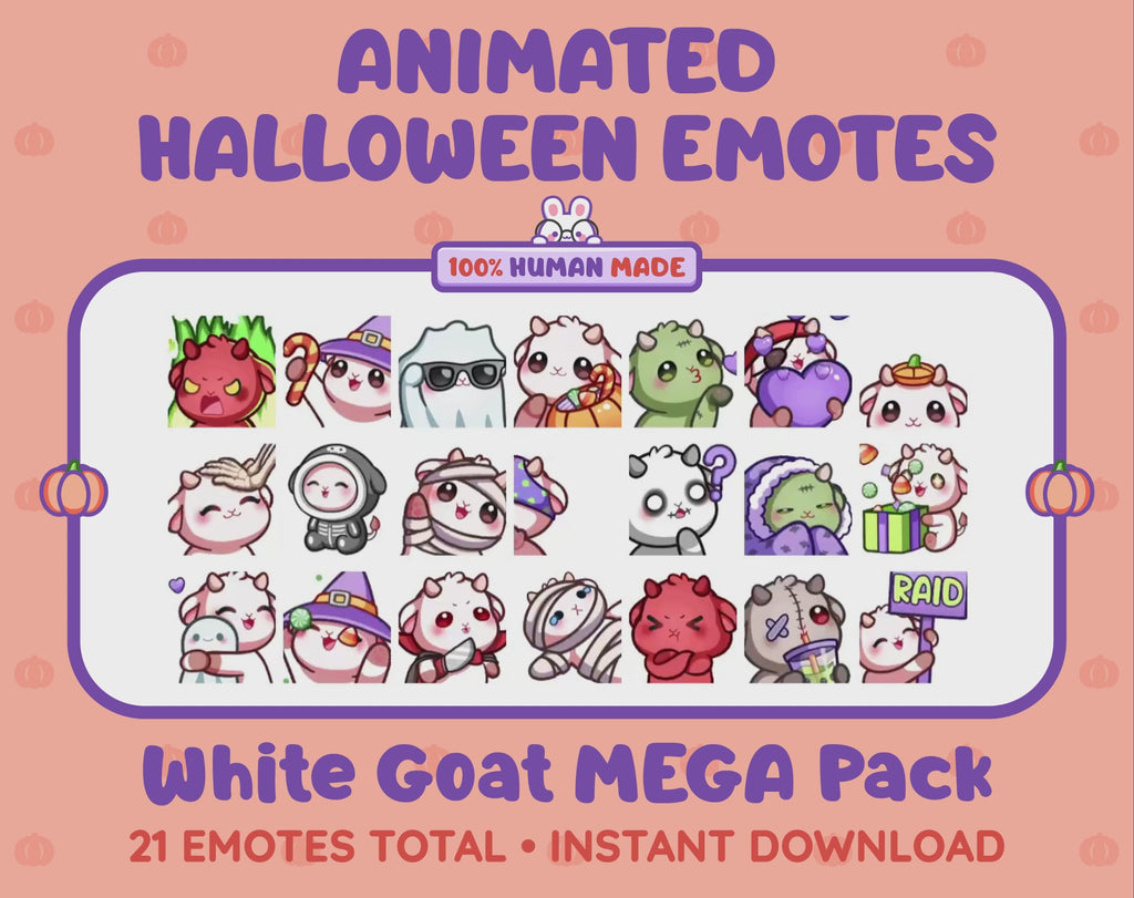 White Goat Emotes - Halloween MEGA Pack (Animated & Static)