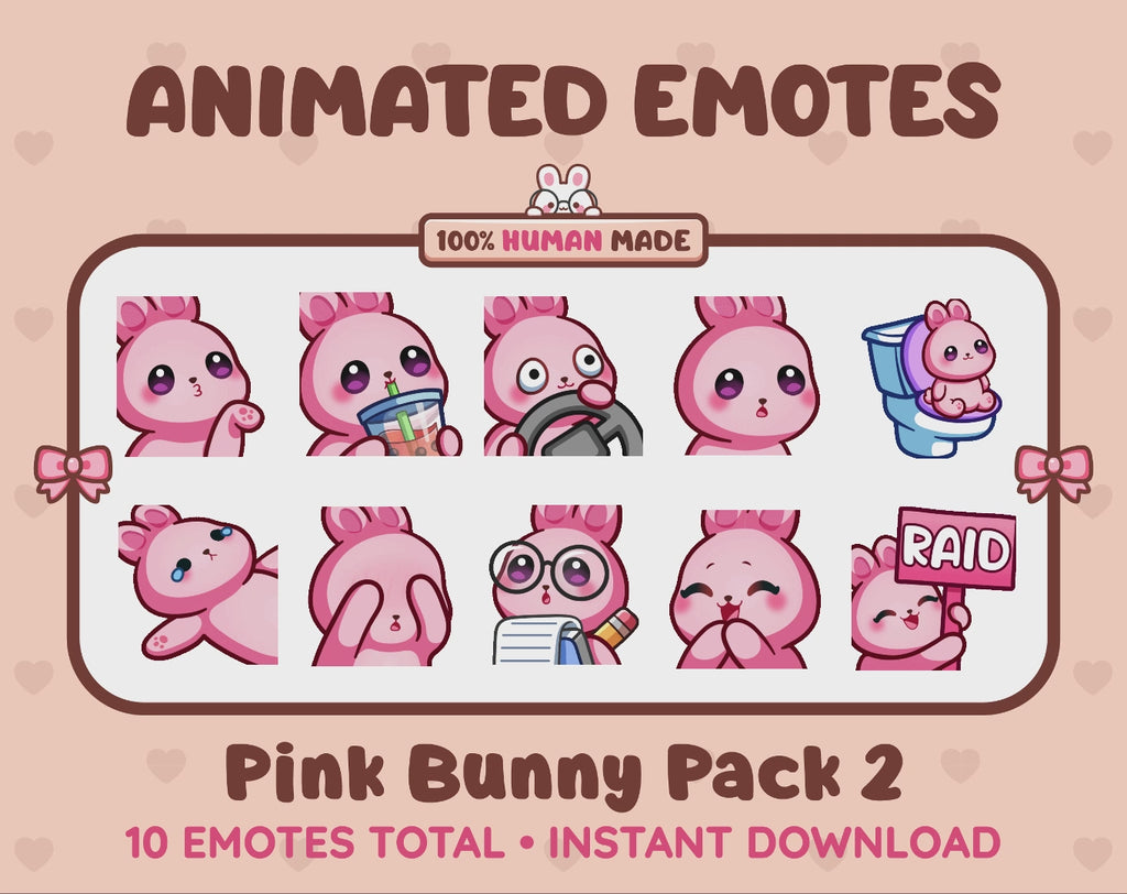 Pink Bunny Emotes - Pack 2 (Animated & Static)