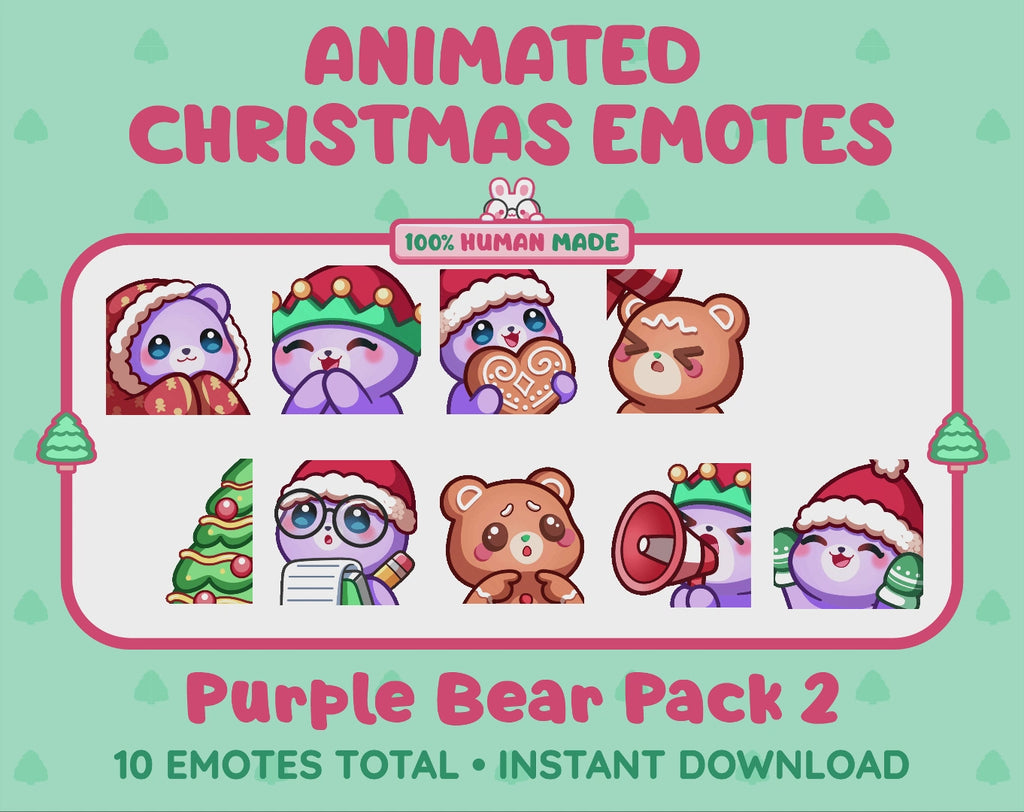 Purple Bear Emotes - Christmas Pack 2 (Animated & Static)