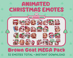 Brown Goat Emotes - Christmas MEGA Pack (Animated & Static)