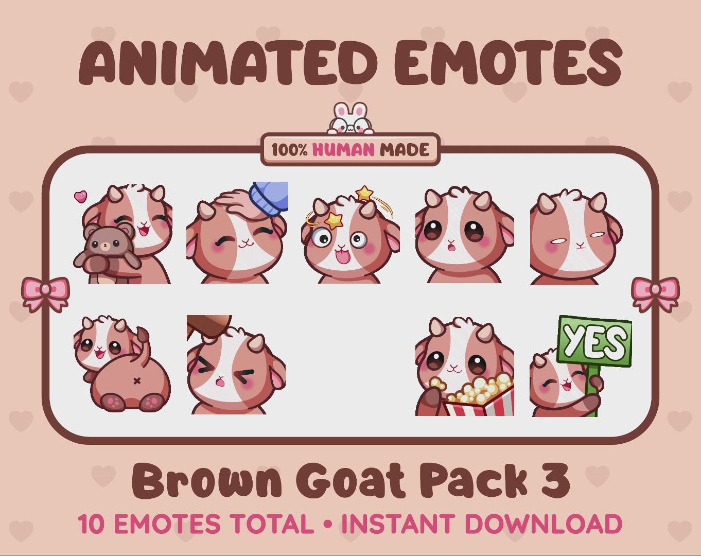 Brown Goat Emotes - Pack 3 (Animated & Static)