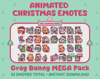 Gray Bunny Emotes - Christmas MEGA Pack (Animated & Static)