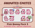 Pink Bunny Emotes - Pack 3 (Animated & Static)