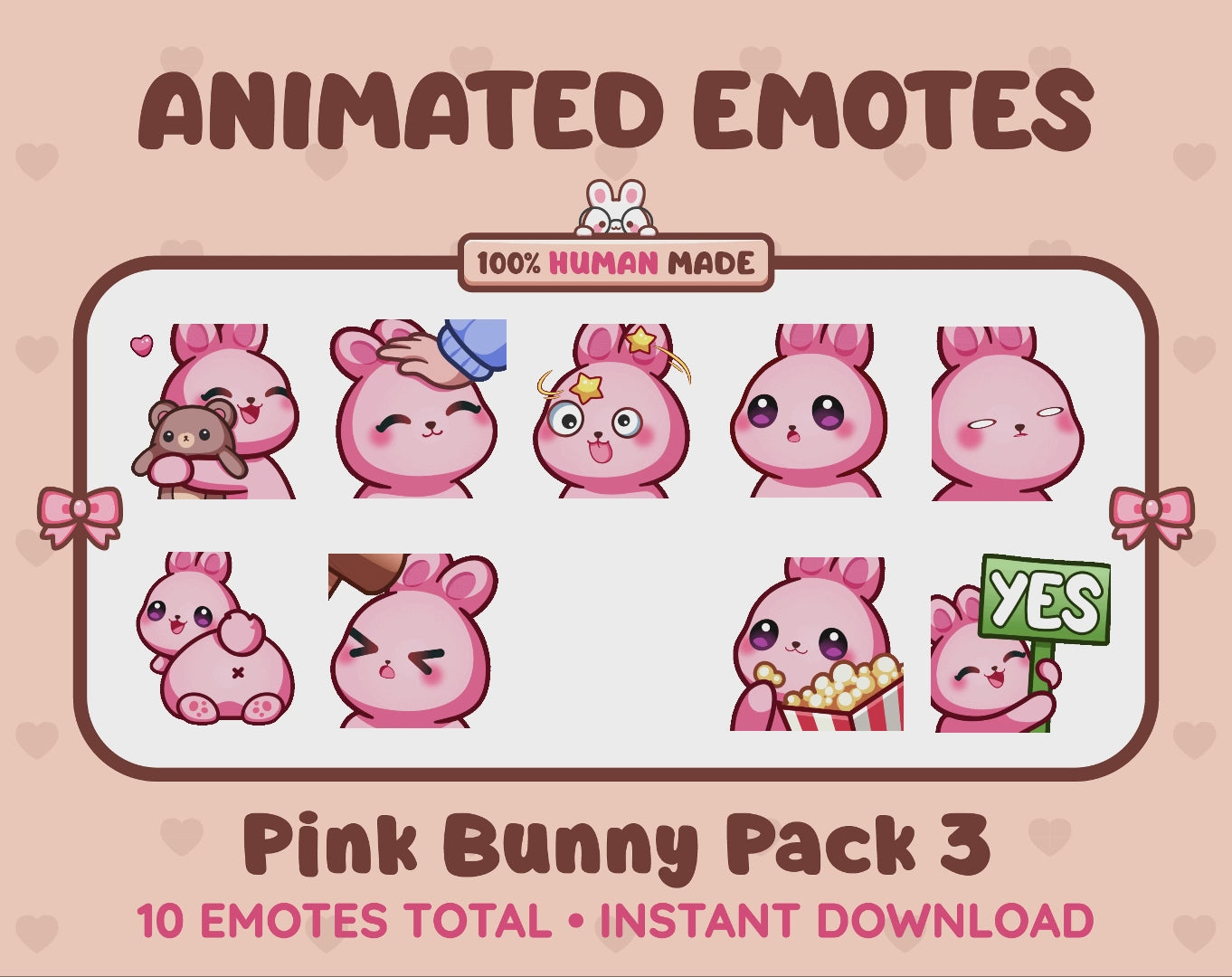 Pink Bunny Emotes - Pack 3 (Animated & Static)