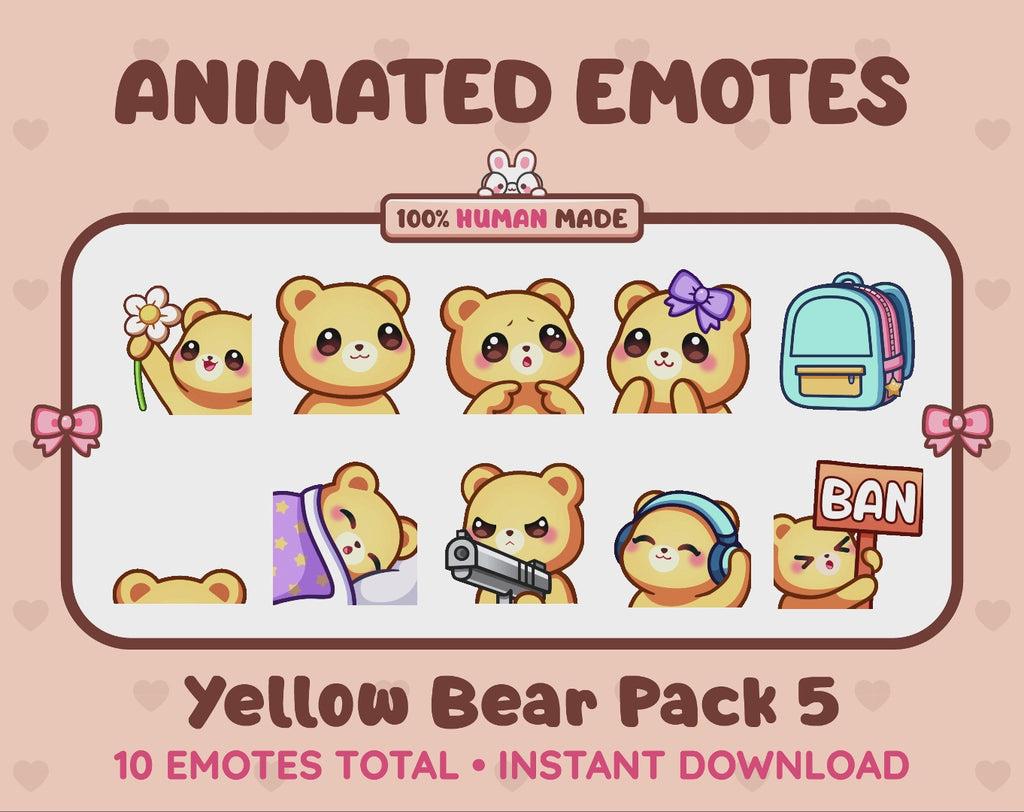 Yellow Bear Emotes - Pack 5 (Animated & Static)