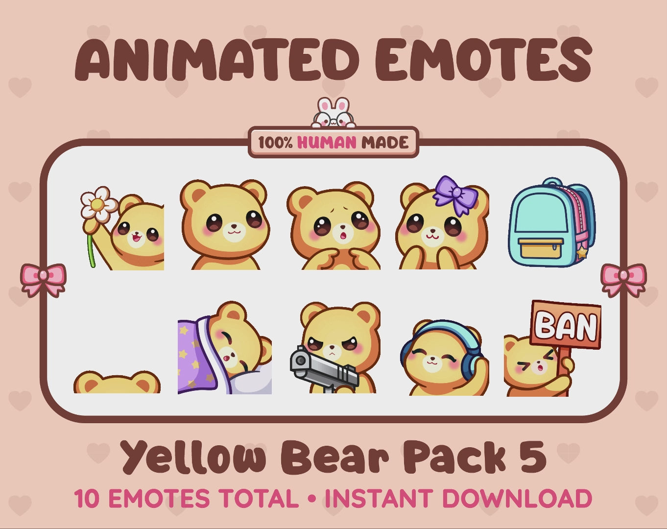 Yellow Bear Emotes - Pack 5 (Animated & Static)
