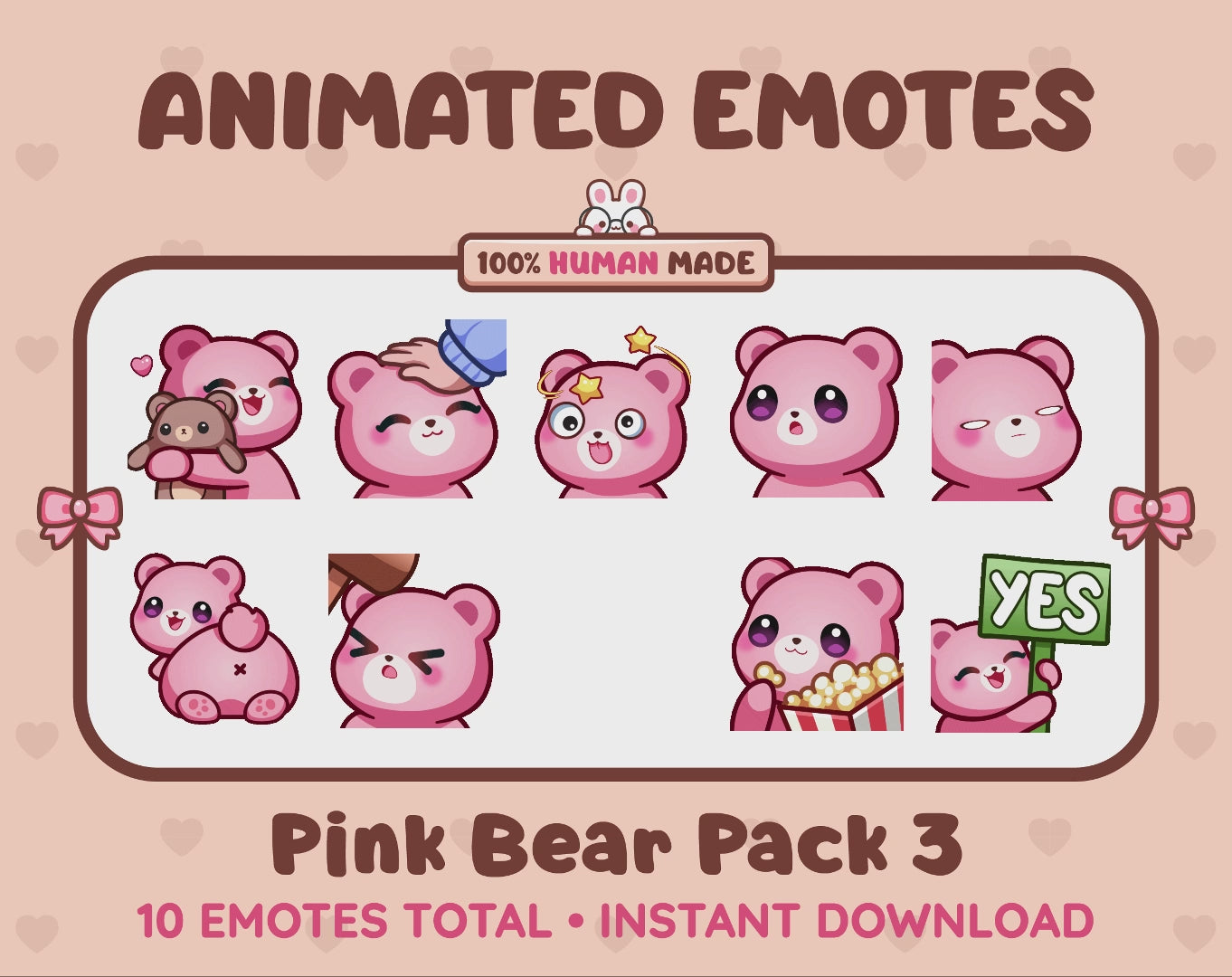 Pink Bear Emotes - Pack 3 (Animated & Static)