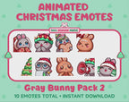 Gray Bunny Emotes - Christmas Pack 2 (Animated & Static)