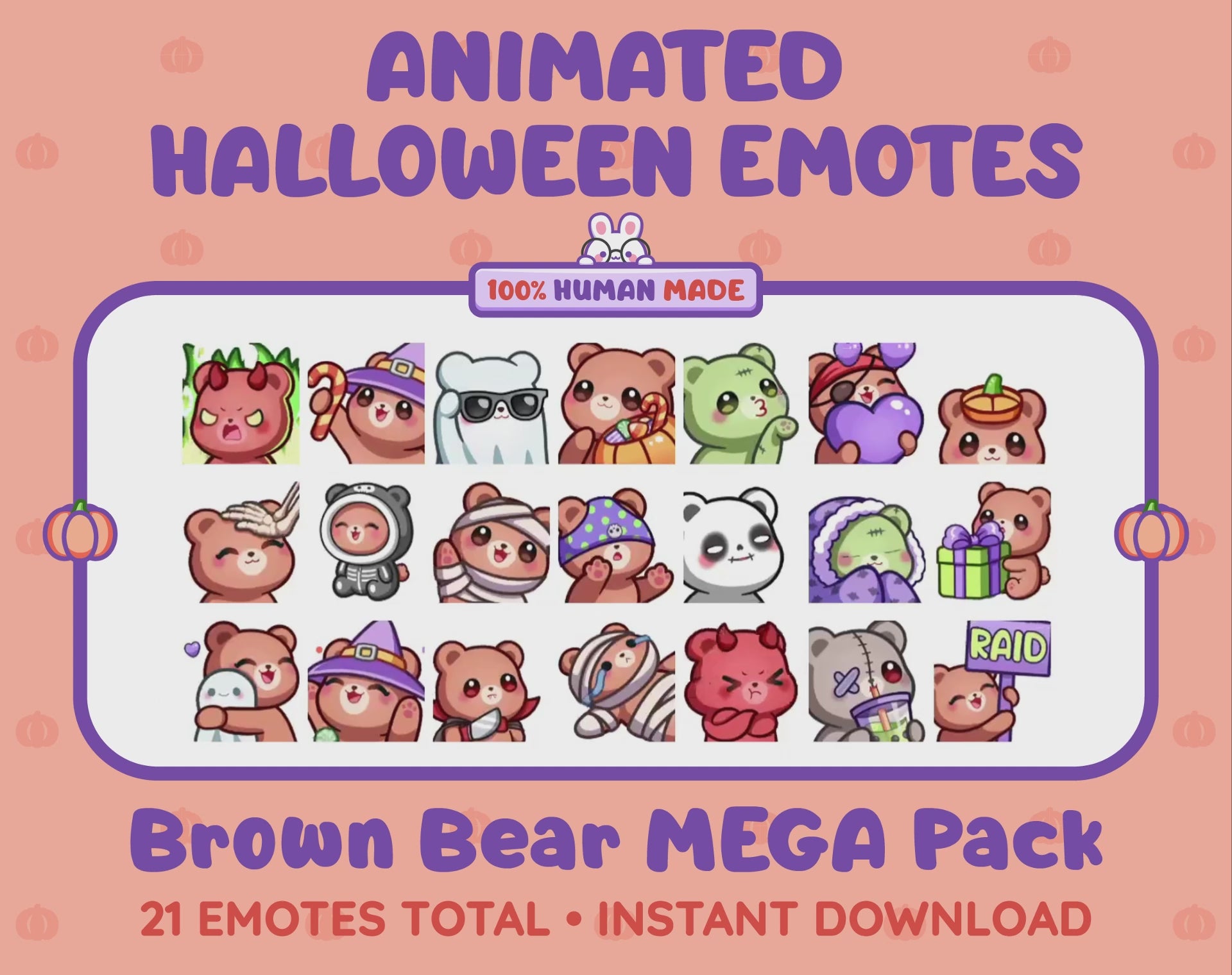 Brown Bear Emotes - Halloween MEGA Pack (Animated & Static)