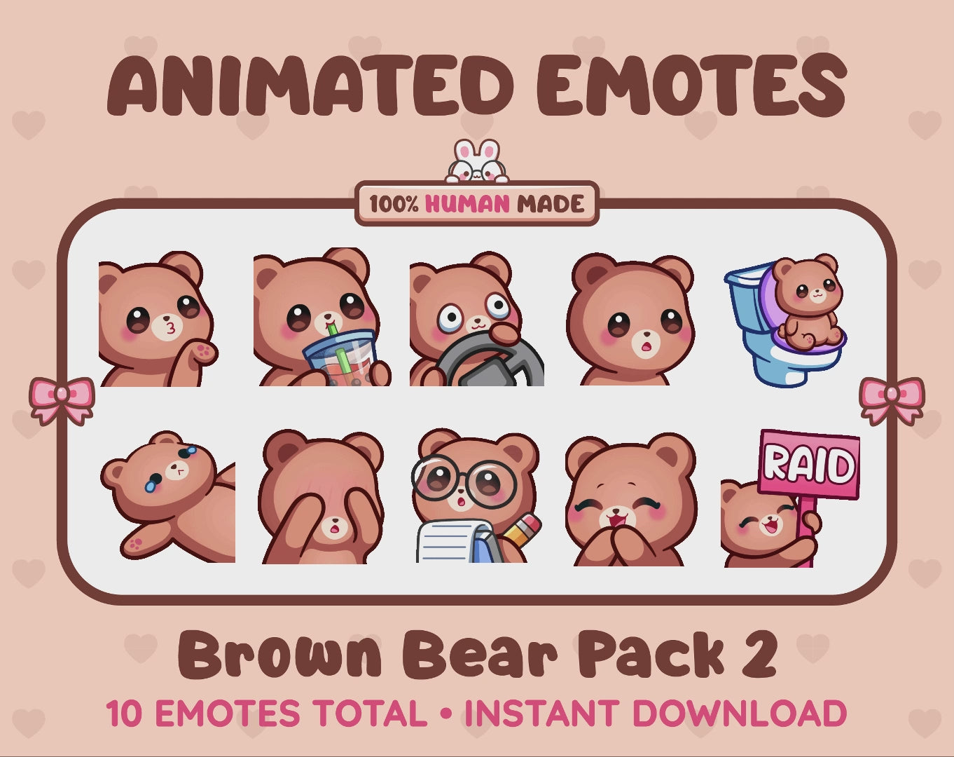 Brown Bear Emotes - Pack 2 (Animated & Static)