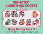 Gray Bunny Emotes - Christmas Pack 3 (Animated & Static)