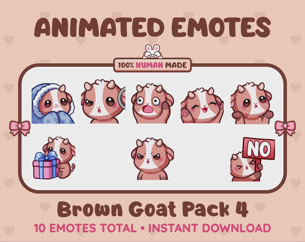 Brown Goat Emotes - Pack 4 (Animated & Static)