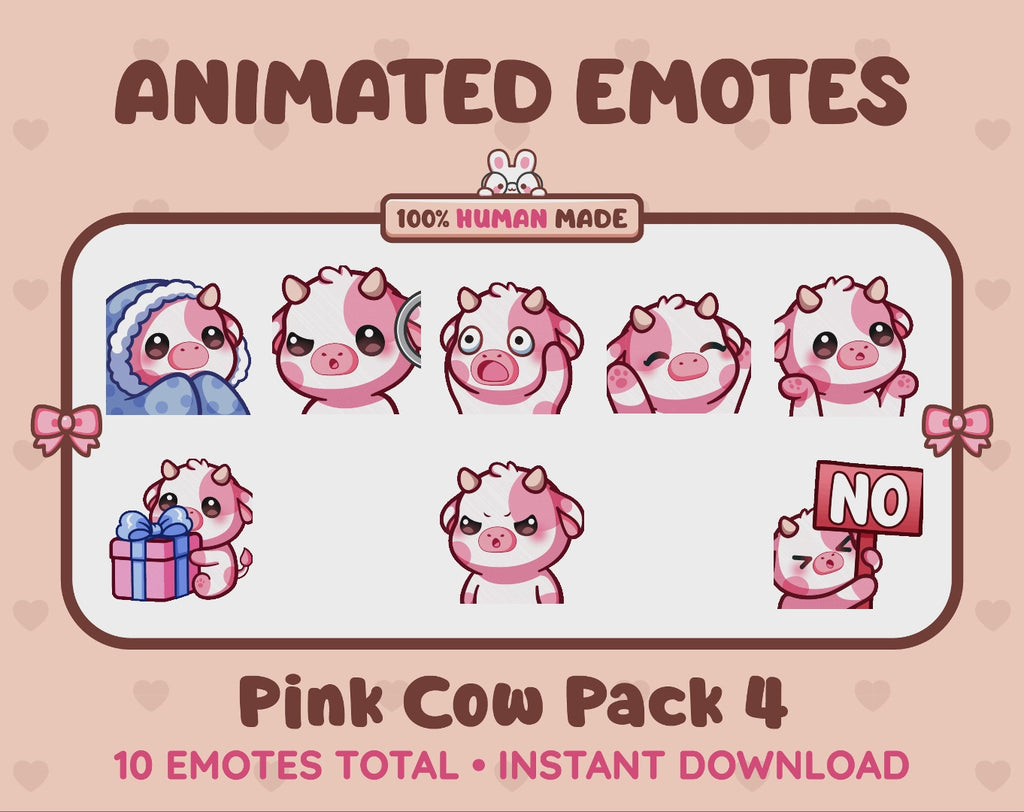 Pink Cow Emotes - Pack 4 (Animated & Static)