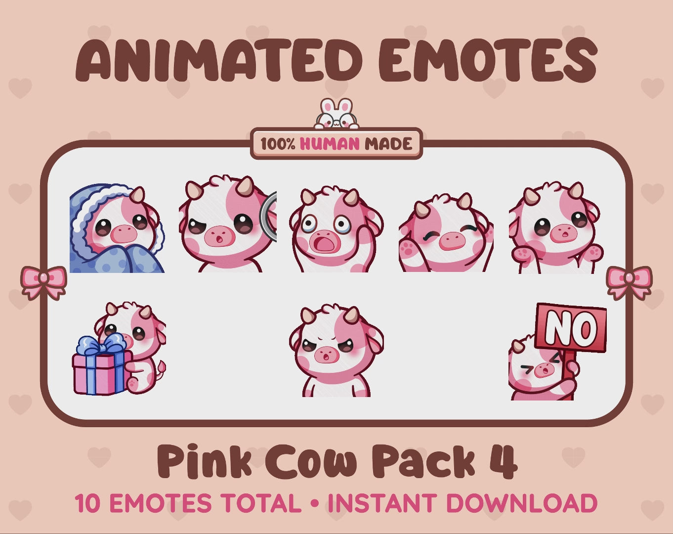 Pink Cow Emotes - Pack 4 (Animated & Static)