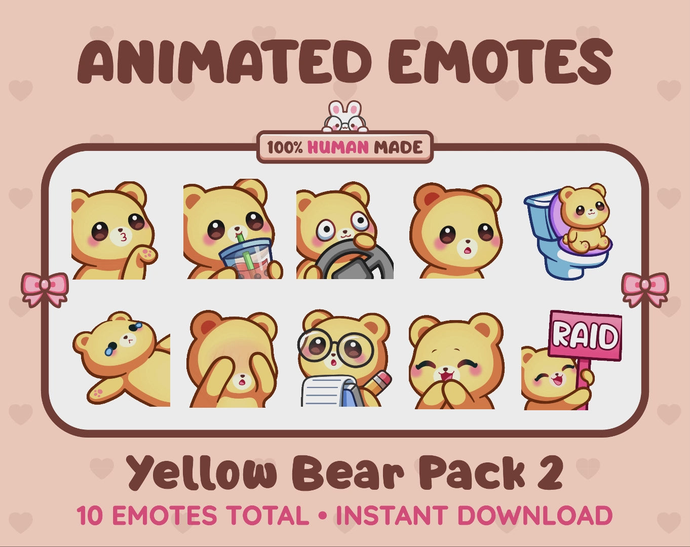 Yellow Bear Emotes - Pack 2 (Animated & Static)