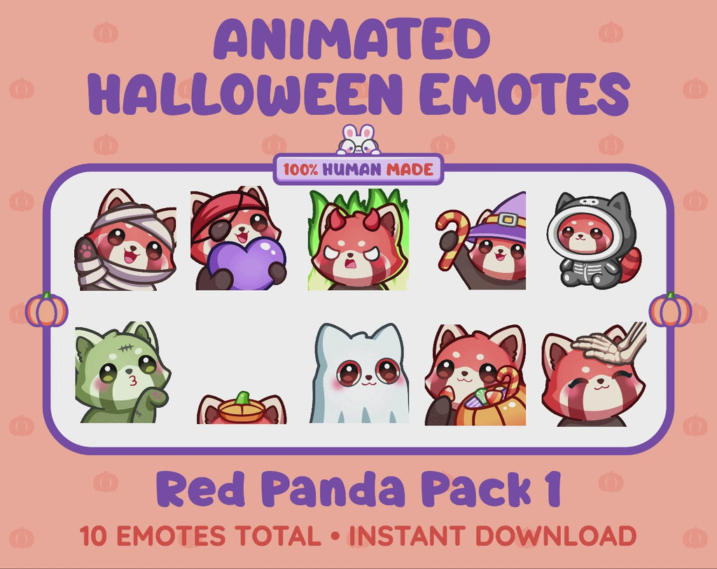 Red Panda Emotes - Halloween Pack 1 (Animated & Static)