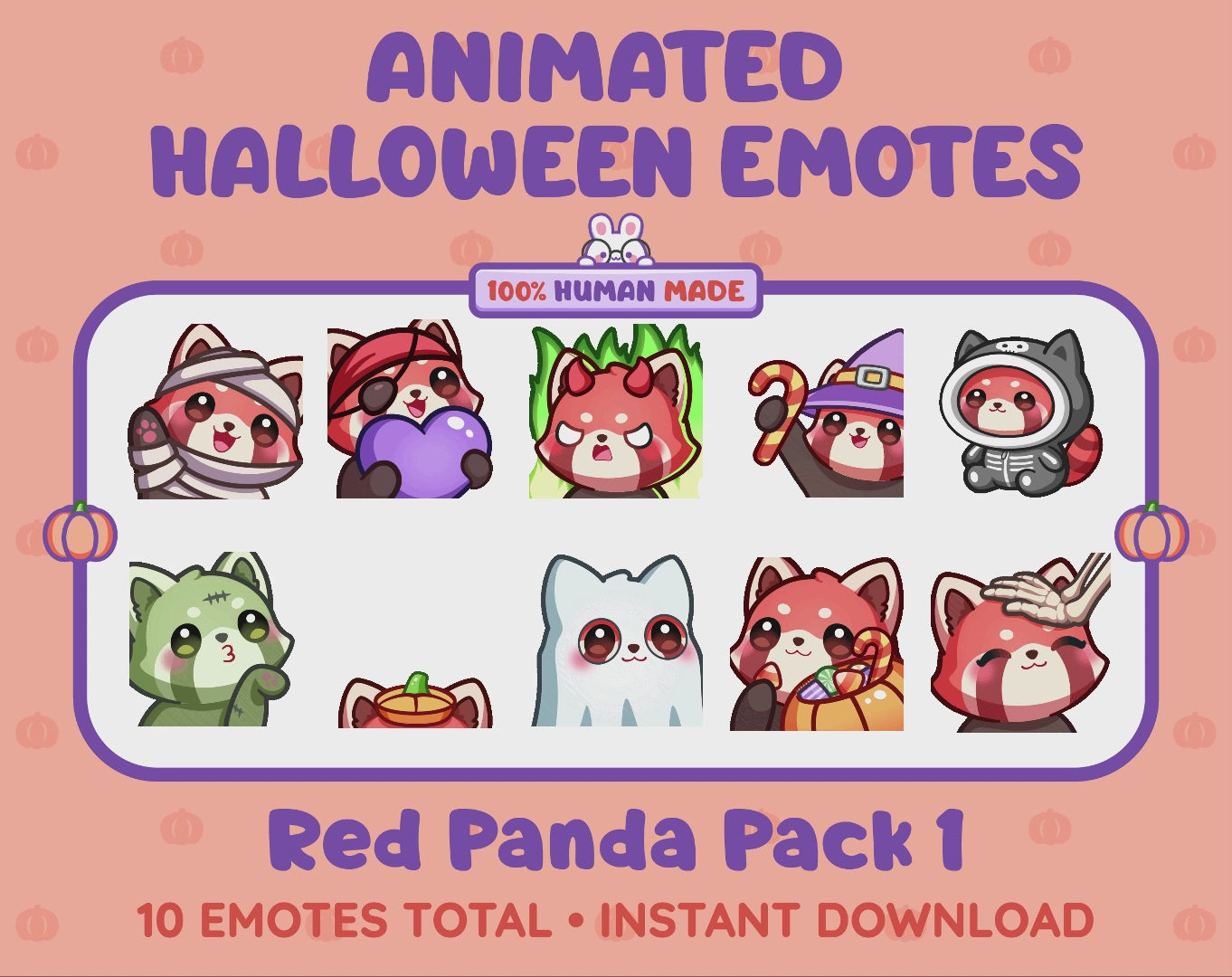 Red Panda Emotes - Halloween Pack 1 (Animated & Static)