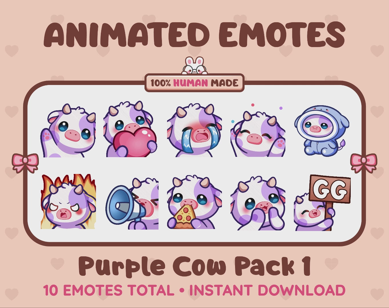 Purple Cow Emotes - Pack 1 (Animated & Static)