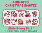 White Bunny Emotes - Christmas Pack 1 (Animated & Static)