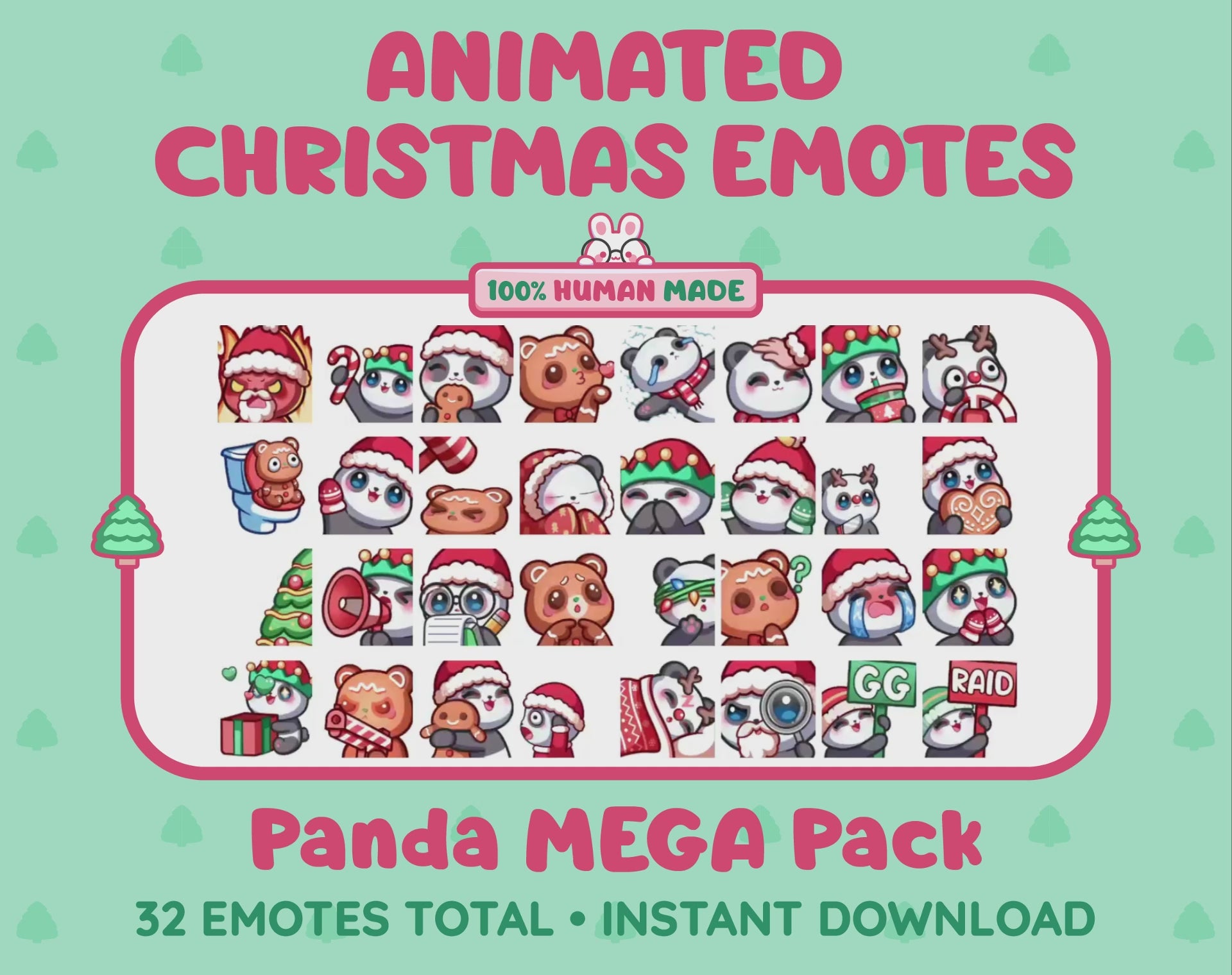 Panda Bear Emotes - Christmas MEGA Pack (Animated & Static)